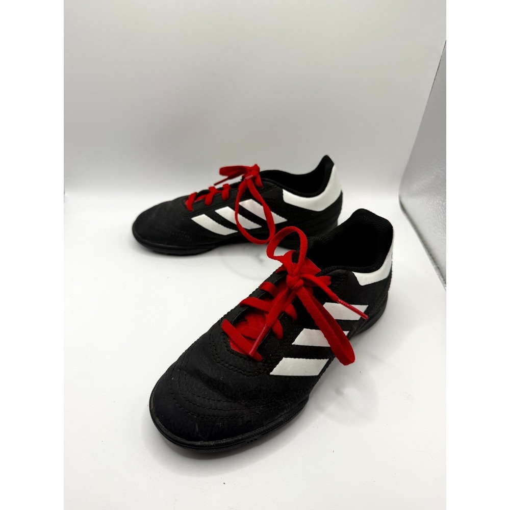 Adidas Goletto 6 Kids 1 Black White Red Leather Low Top Lace Up Soccer Cleats